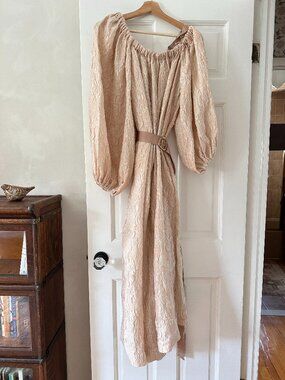 Ulla Johnson Puff Sleeve Belted Dress, Peony